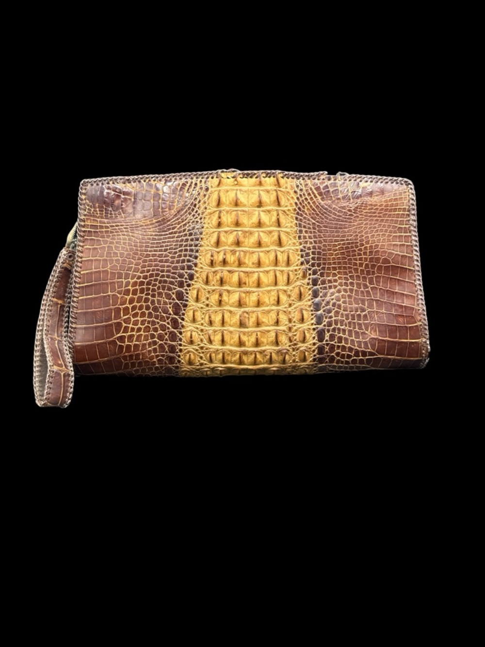 Vintage Crocodile Store Bangkok Crocodile Leather Clutch Purse 13” Genuine Croc - Picture 7 of 10